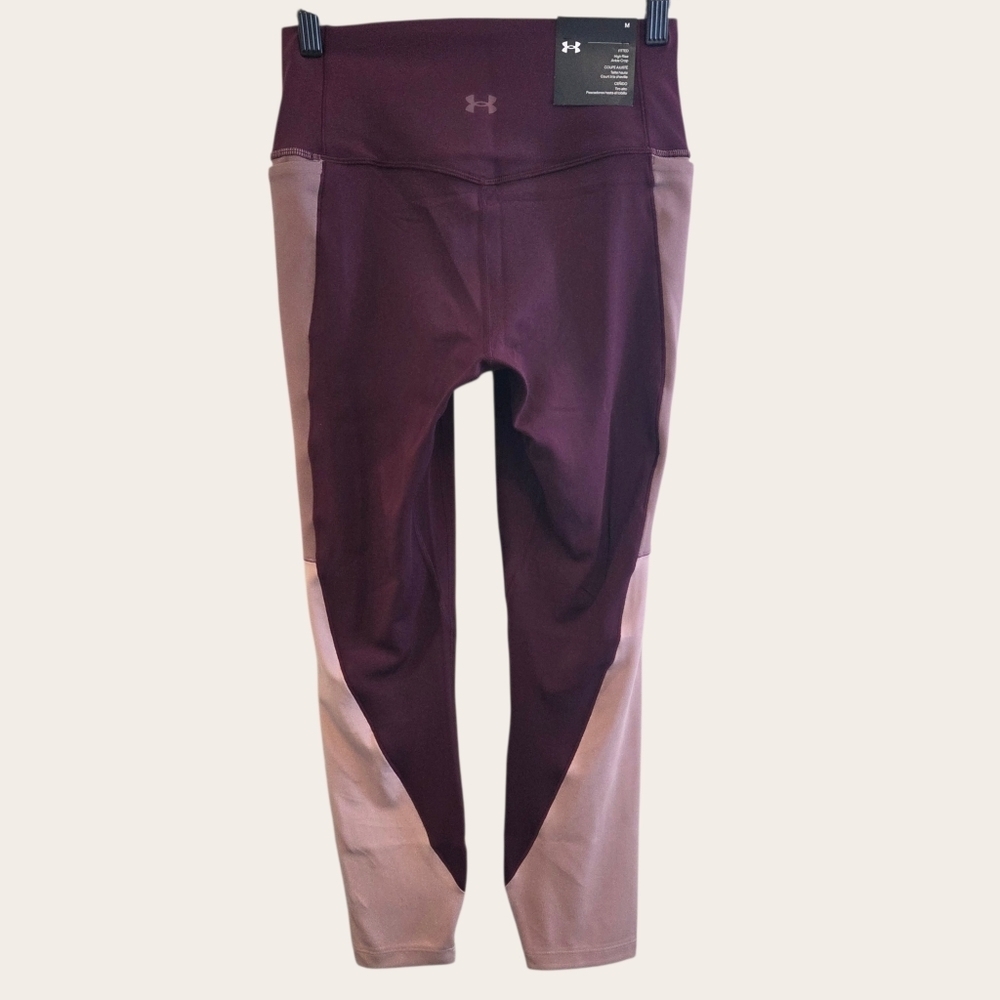NWT Under Armour High Rise Ankle Crop Leggings M Burgundy Pink $95 - Picture 4 of 7